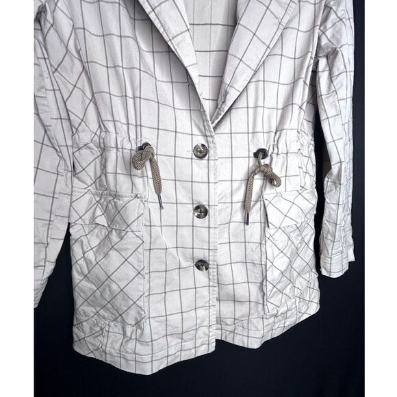 Cabi Women's Tan Windowpane Utility Jacket 6026 Collared Blazer/Trench Preppy - Picture 4 of 10